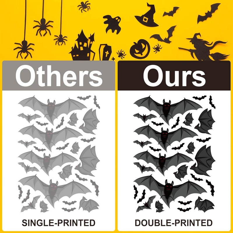 i-Beeboo Pumpkin Spider Bats Shop Window Clings for Halloween Decorations, Double Side Halloween Window Clings Decorations Removable for School Shop Home Decor/Indoor Party Decorations - Image 3